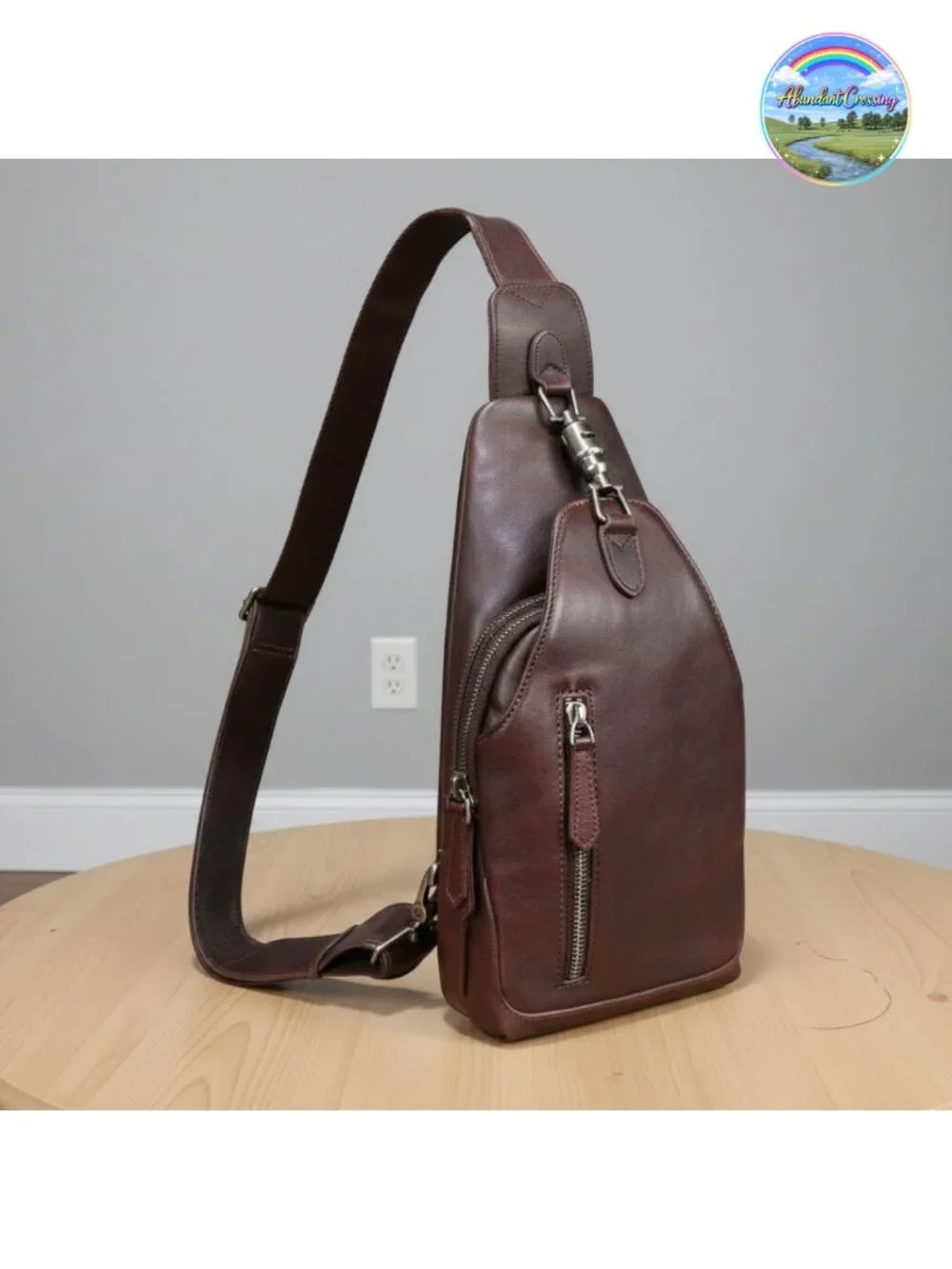 Genuine Leather Sling Bag Crossbody Chest Bag for Men Women